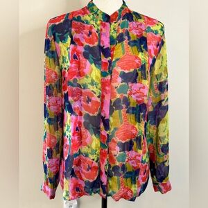 W118 by Walter Baker vibrant floral button up top SZ XS